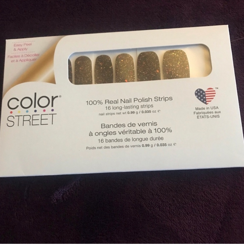 Color Street Gold Glitter Nail Polish Strips - 16 Long-Lasting Strips